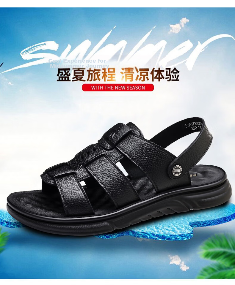 Aokang Summer Men's Casual Beach Sandals Black Size 38 2
