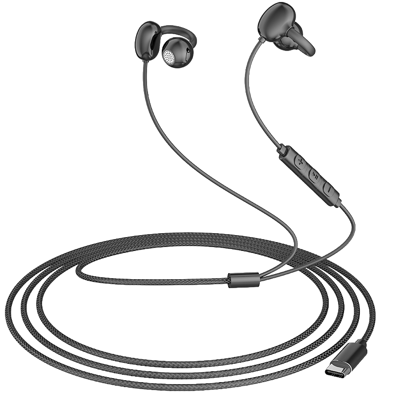 KOVOL HIFI Wired Computer Headphones with Microphone Ear Clip Over-Ear Type-C for Apple Huawei Desktop Laptop