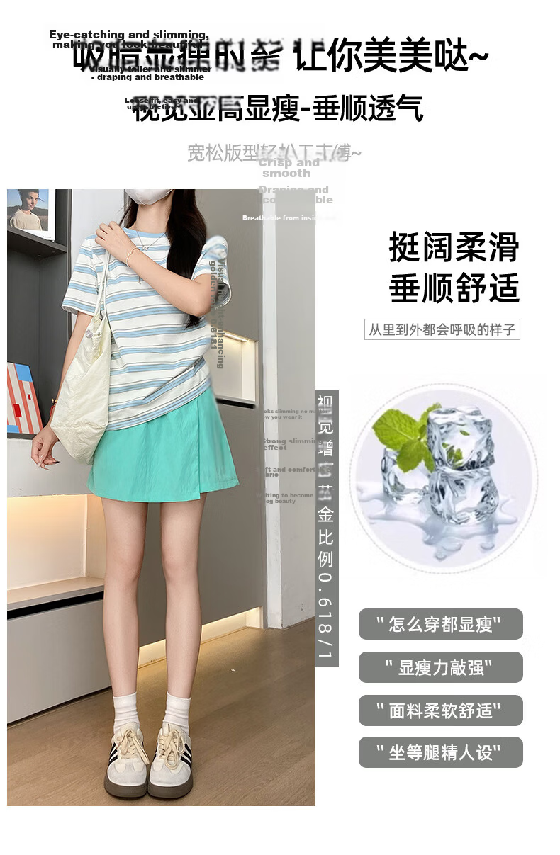 Langsha Summer Thin Shorts Women's Workwear Skirt Pants 2026 New Casual Wide-Leg Five-Point Ice Silk Sports Pants 7