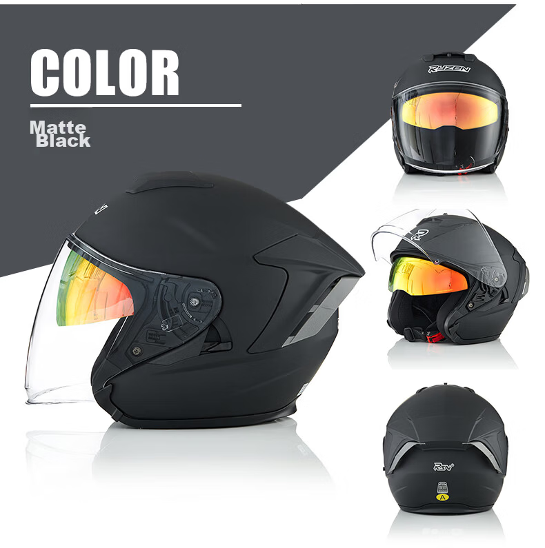 RSV Motorcycle Helmet 3C Certified Unisex Four-Season Half Helmet Dual Visor Windproof Electric Bike Bluetooth Earphones 3XL 21