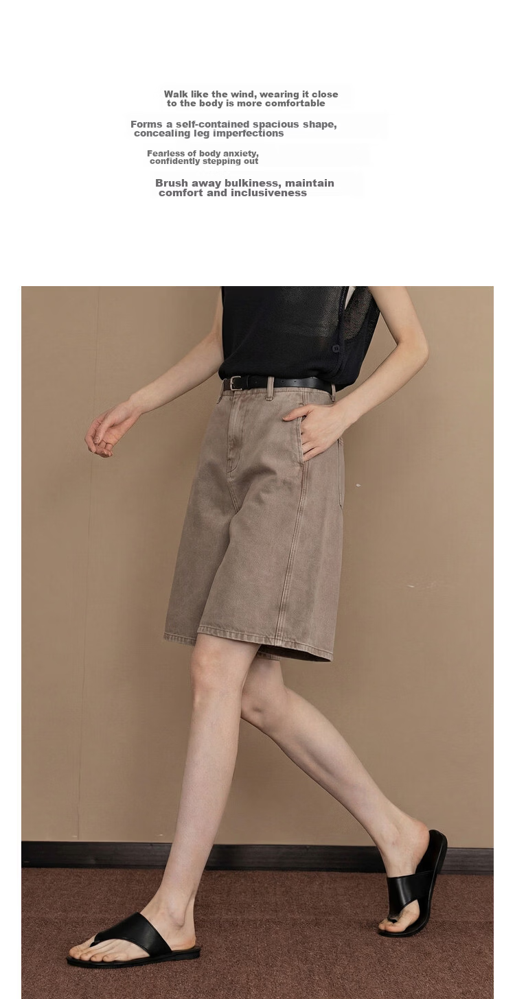 Demana Oxygen Pure Cotton Summer Minimalist High-Waist Mid-Length Straight Loose Fit Slimming Denim Jeans for Women Premium Quality 5