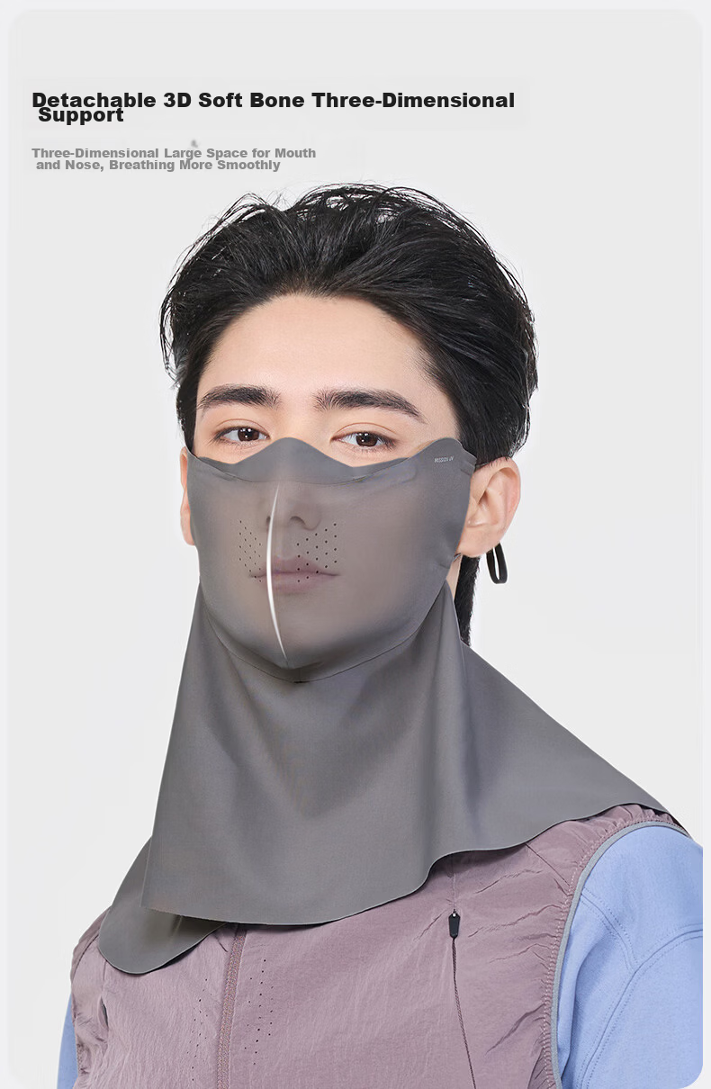 MISSION UV Ice Silk Sunscreen Face Mask for Men, Summer UV Protection Neck and Full Face Cover, Breathable Sunshade Mask for Driving and Cycling 3