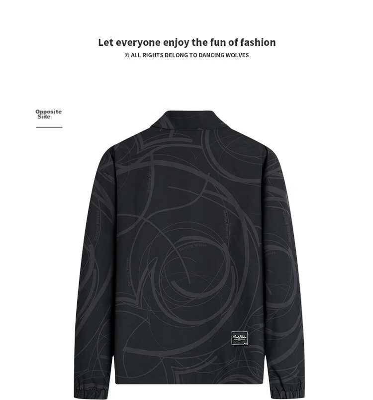 Dance with Wolves [High Count High Density] Autumn Winter Comfortable Trendy Versatile Lapel Jacket Men's Jacket 001 Black 185 13