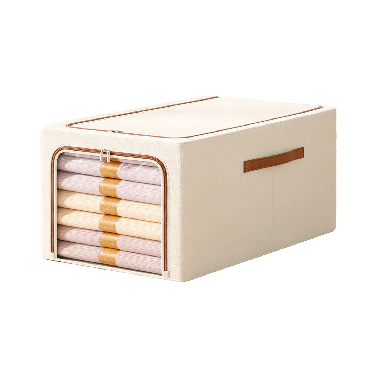 Baicaoyuan Oxford Fabric Storage Box for Clothes And Quilts, Organizer Container, 56L Capacity, 1 Piece, Deep Off-White Color