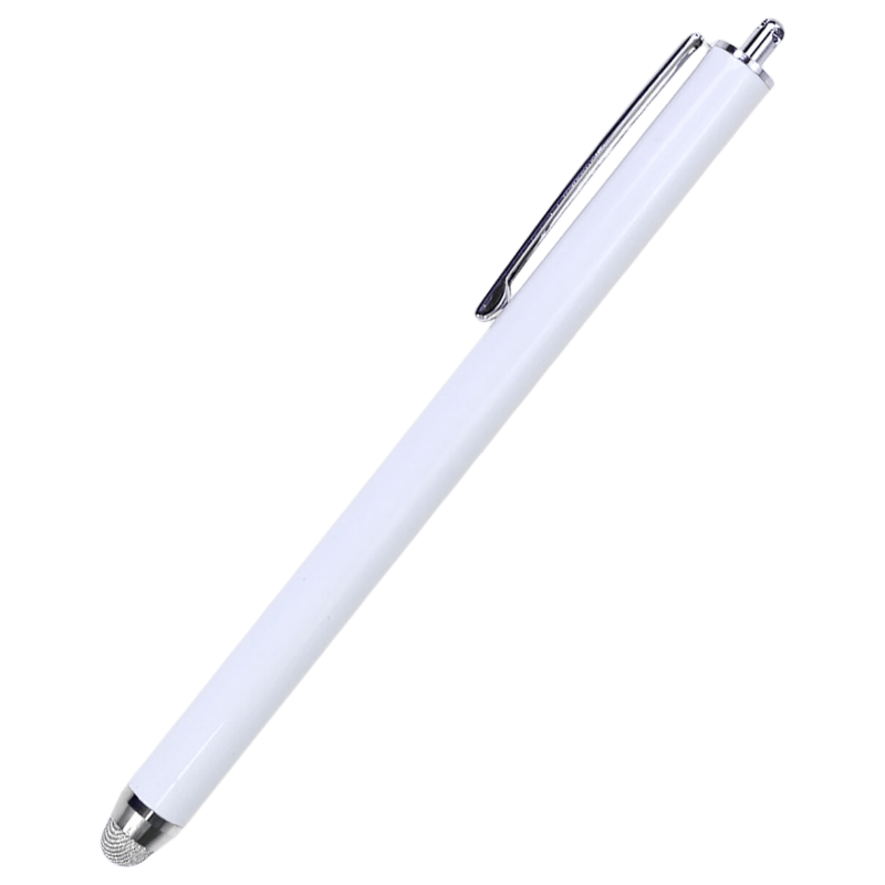 JPLAYER Capacitive Stylus Pen for iPad, Mobile Phones, Students, Universal Touchscreen Pen for Tablets, Drawing, Editing, Photo Retouching with Silver Fiber Tip - White