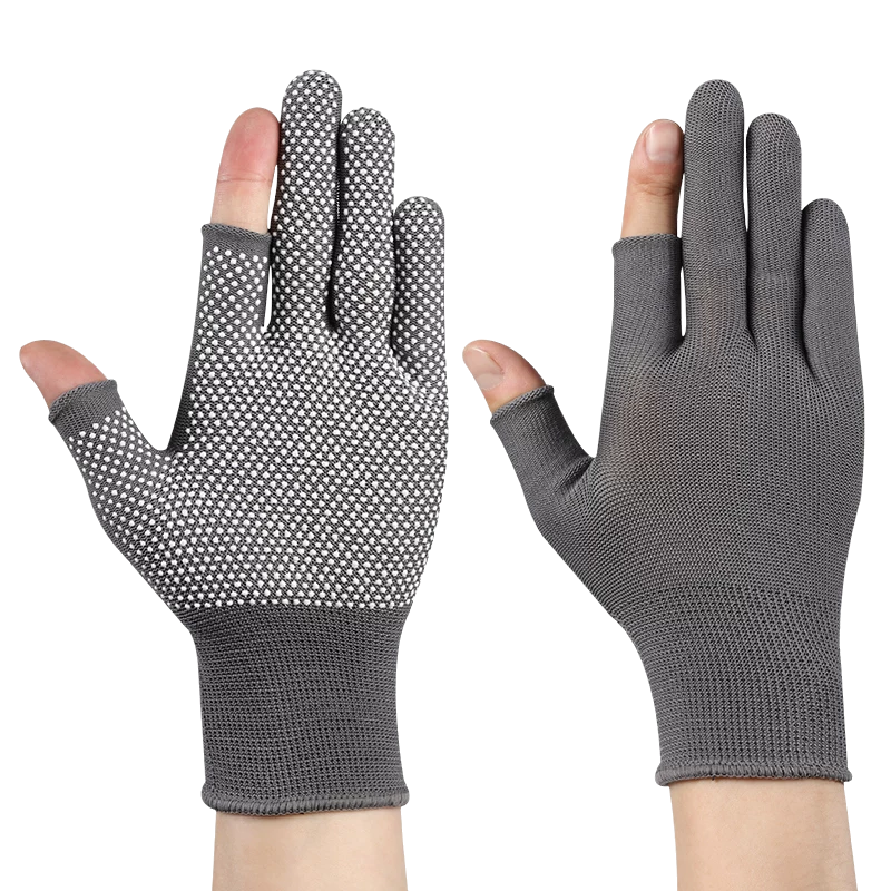 Lugong Gray Lu Er Dian Diao Labor Protection Gloves, Nylon Dotted Non-Slip Wear-Resistant Breathable Touchscreen Summer Sun Protection Outdoor Moving Cycling Delivery Sorting Work Gloves, Lu Zhi, 12 Pairs
