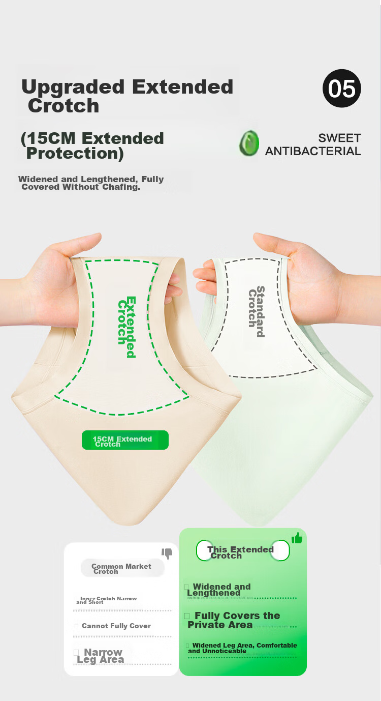 Hodo 10A Antibacterial High Elasticity Seamless Pure Cotton Extended Crotch High Waist Cotton-Spandex Class A Women's Triangle Underwear 4-Pack 7