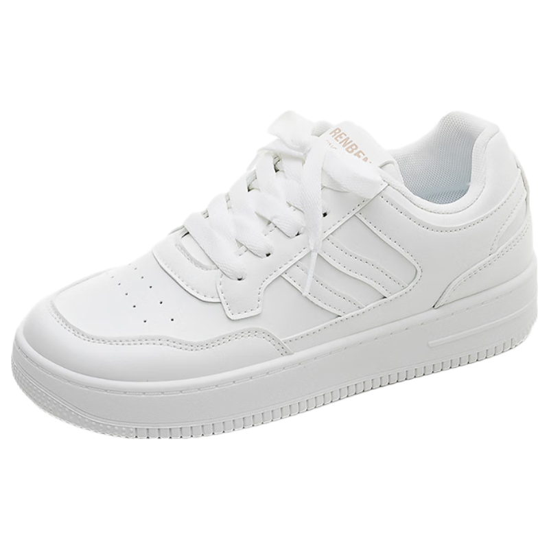 RENBEN Korean Style INS Trendy High-Value Fashion Simple Sneakers Slimming Height-Increasing Lightweight Comfortable Versatile White Shoes for Students