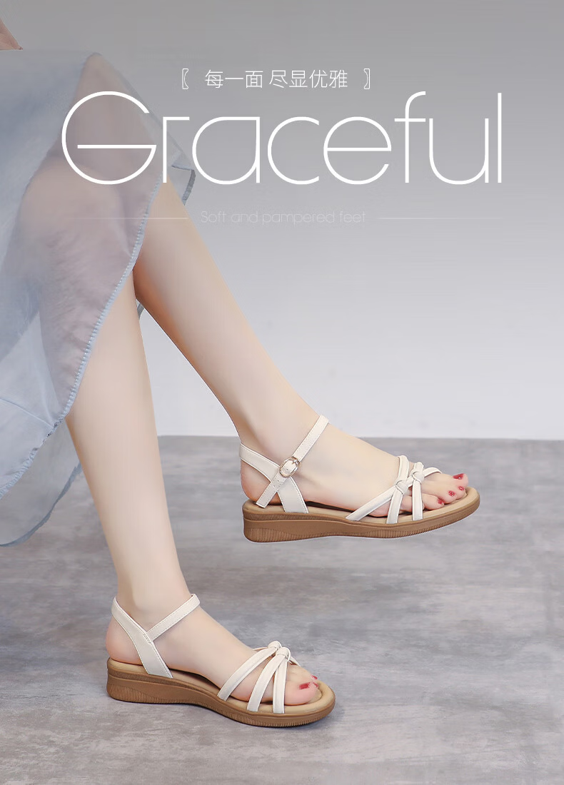 MULINSEN Women's New Commuter Elegant Roman Sandals Breathable Lightweight Summer Sandals Beige Size 39 1