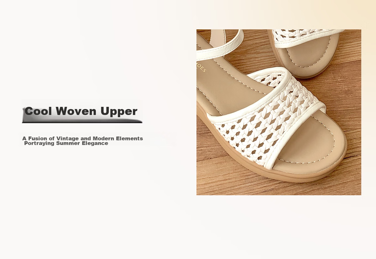 Eierkang Women's Summer Hollow Wedge Mary Jane Sandals Single Strap Middle-aged and Elderly Mom Shoes 49795W Off-white Size 36 5