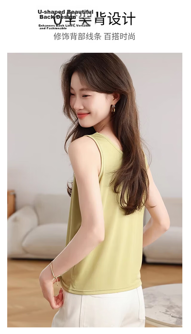 Xueqiman Loose Slimming Camisole Women's Base Layer Side Coverage Versatile Sleeveless T-Shirt White 7