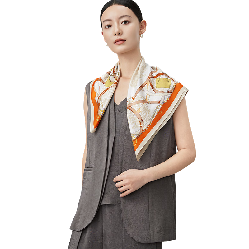 Shanghai Story 100% Mulberry Silk Double-Sided Printed Square Scarf Gift for Mom and Girlfriend