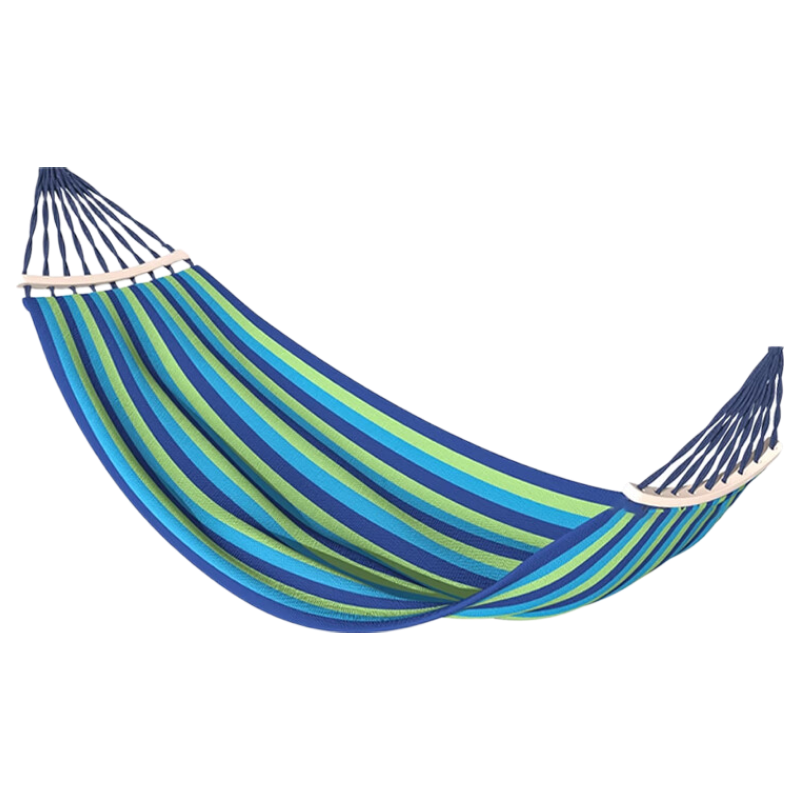 Beyond Wilderness Outdoor Hanging Hammock Double Canvas Curved Wood Anti-Tip Swing Adult Green Wild Twin
