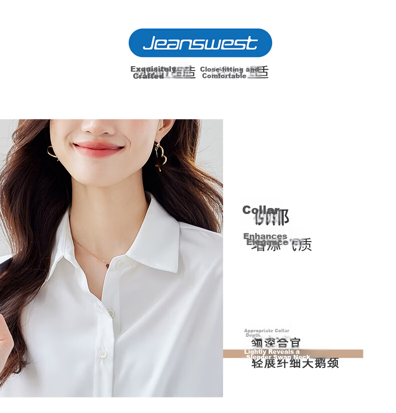 Jeanswest Women's Shirt 2026 Summer Fashion Elegant Commuter Short Sleeve Casual Versatile Top White 2XL 4