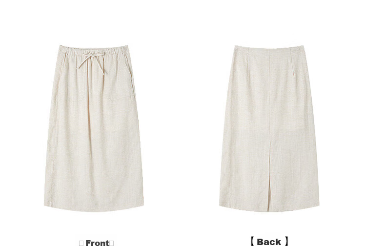 Demana [with Linen Lyocell] Summer Minimalist Commuter Split Drawstring Elastic Waist Slimming Mid-Length Skirt for Women 16