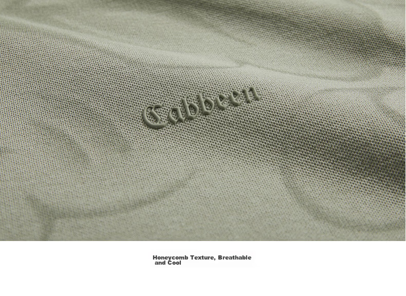 CABBEEN 200G Sorona Cooling Pique Polo Shirt Men Same Color Tone Dark Floral Pattern 2026 Summer Short Sleeve T-Shirt 26