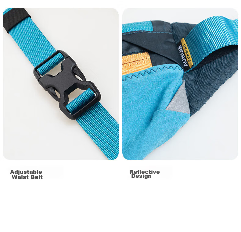 AONIJIE Colorful Sports Waist Bag Fashionable Contrast Double Zipper Large Capacity Ultra-Light Breathable Running Cycling Waist Pack 7