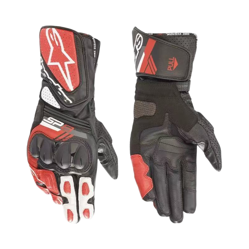 Alpinestars SP-8 V3 A-Star Motorcycle Gloves Racing Road Crash-Resistant Rider Leather Gloves Black White Bright Red XXL