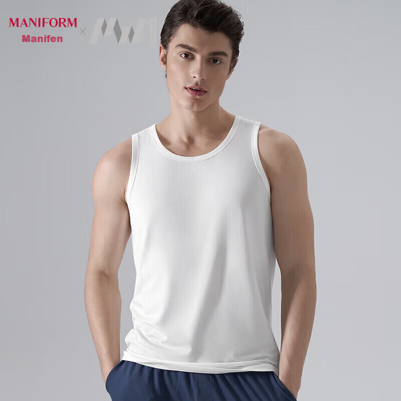Maniform Men's Modal Round Neck Cooling Vest, Wearable As Outerwear Or Undershirt, Fitness Tank Top
