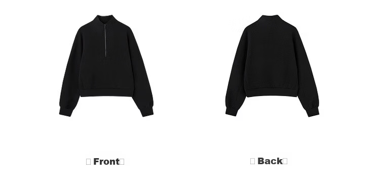 MT Spring Sports Casual 350G Air Layer Half-Zip Loose Sweatshirt for Women with Reversible Collar 19