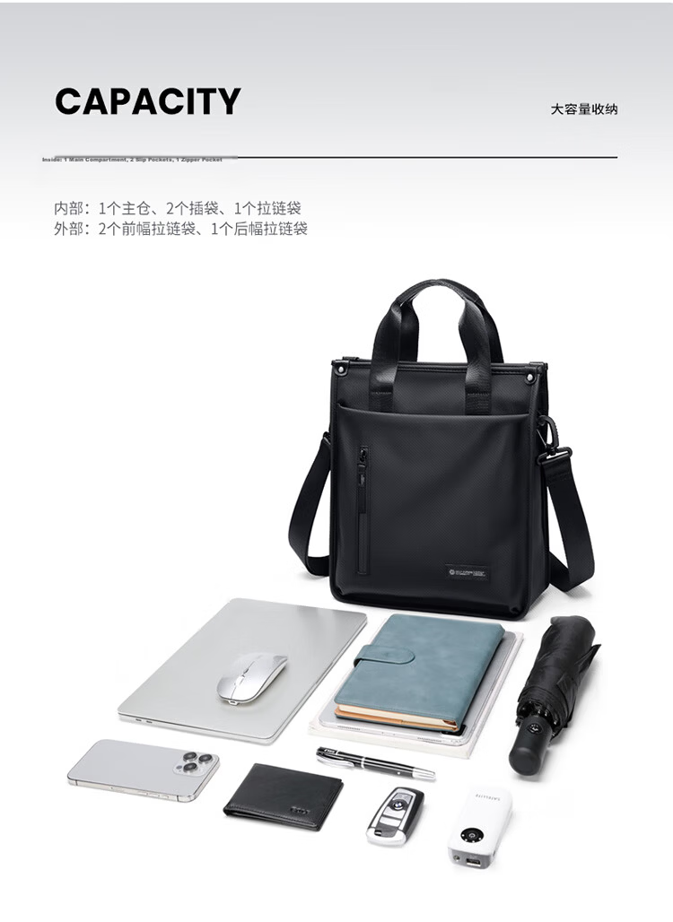 GOLF Business Briefcase Men's Handbag 13-inch Laptop Bag Multi-compartment Office Document Bag Shoulder Crossbody Bag 9