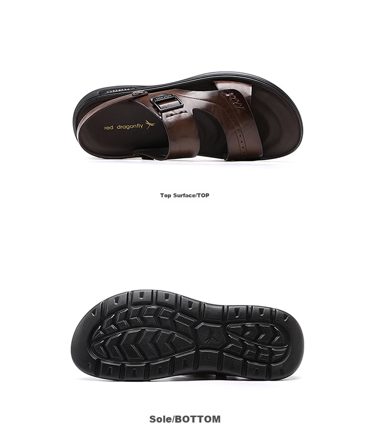 Red Dragonfly Men's Leather Fashion Casual Sandals Lightweight Soft Sole Dual-Wear Driving Beach Shoes WTT261141 Black Size 43 11
