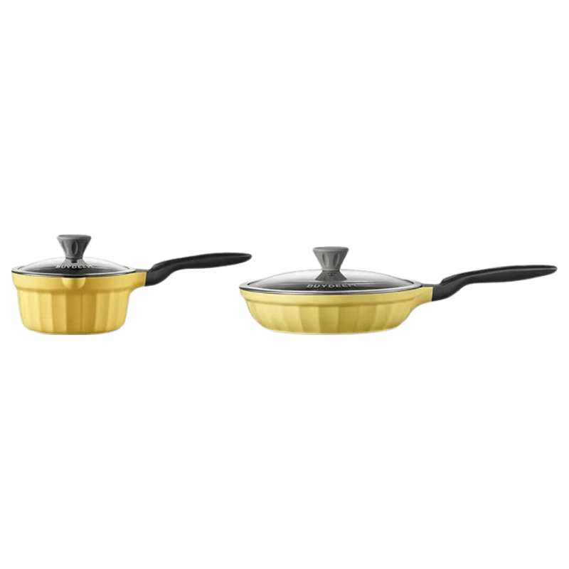 Buydeem Complete Set of Non-Stick Cookware Including Milk Pot, Frying Pan, Baby Food Cooking Utensils And Housewarming Gift Set - Xiao Ge Huang