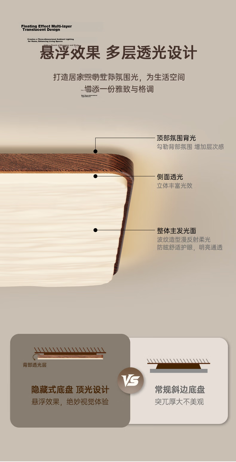 ARROW Pendant Light, Antique Style Full Spectrum Walnut Color Natural Wood Ceiling Eye Protection Living Room Main Light Bedroom Lamp 3