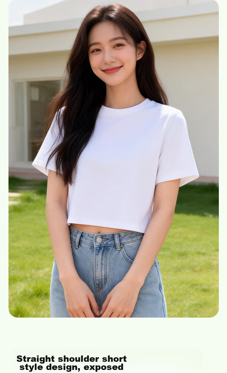 Yiershuang 100% Cotton Short Women's Basic T-Shirt Loose Fit Short Sleeve Top 6