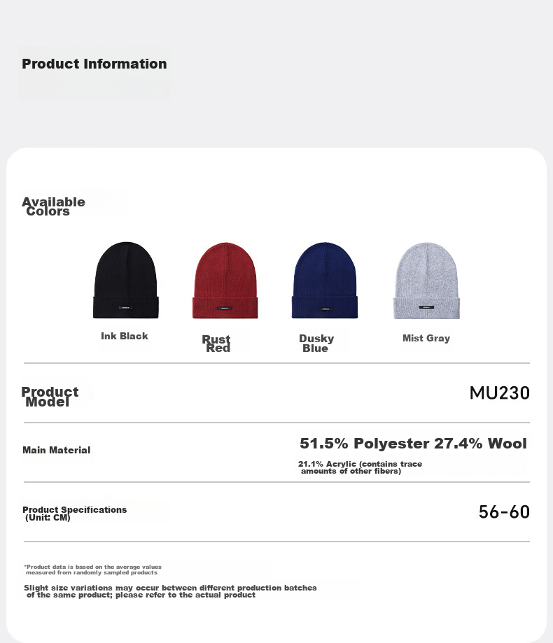 MISSION UV Women's Wool Beanie Thickened Warm Knitted Hat Outdoor Winter Cold Weather Cap 12