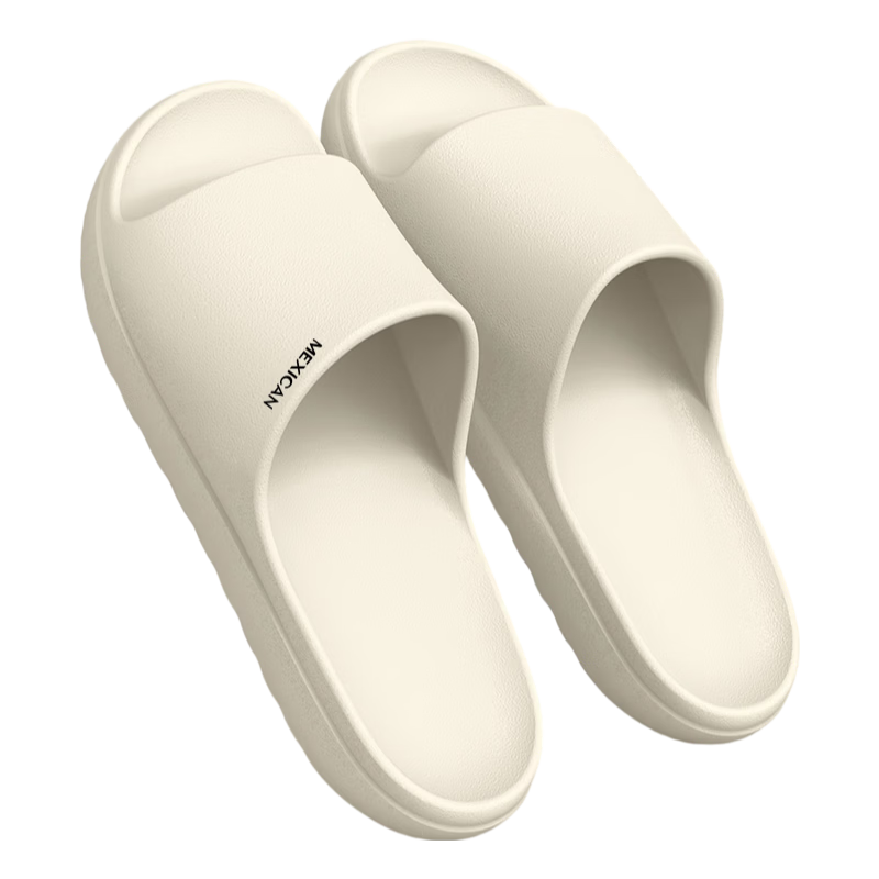MEXICAN Men's Quick-Dry Slippers, Home and Couple Use, Bathroom Shower Non-Slip Outdoor Silent Noise-Reducing Women's Sandals, White Size 38-39
