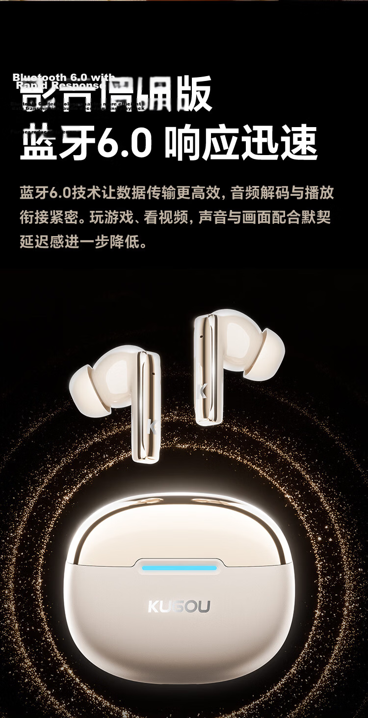 KUGOU M65 True Wireless Bluetooth Earbuds In-Ear 6-Mic Active Noise Cancelling Flagship Long Battery Life High-Quality Call Music Gaming Compatible with Huawei Apple Xiaomi 19