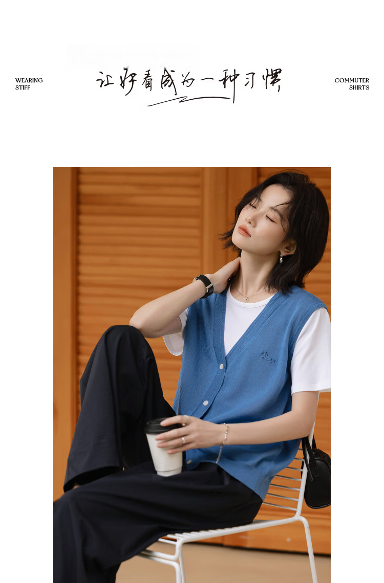 Demana [Light Oxygen Lyocell] Spring Cute Pony Embroidered Sweater Color-block Decorative Button Slimming Knitwear for Women 9