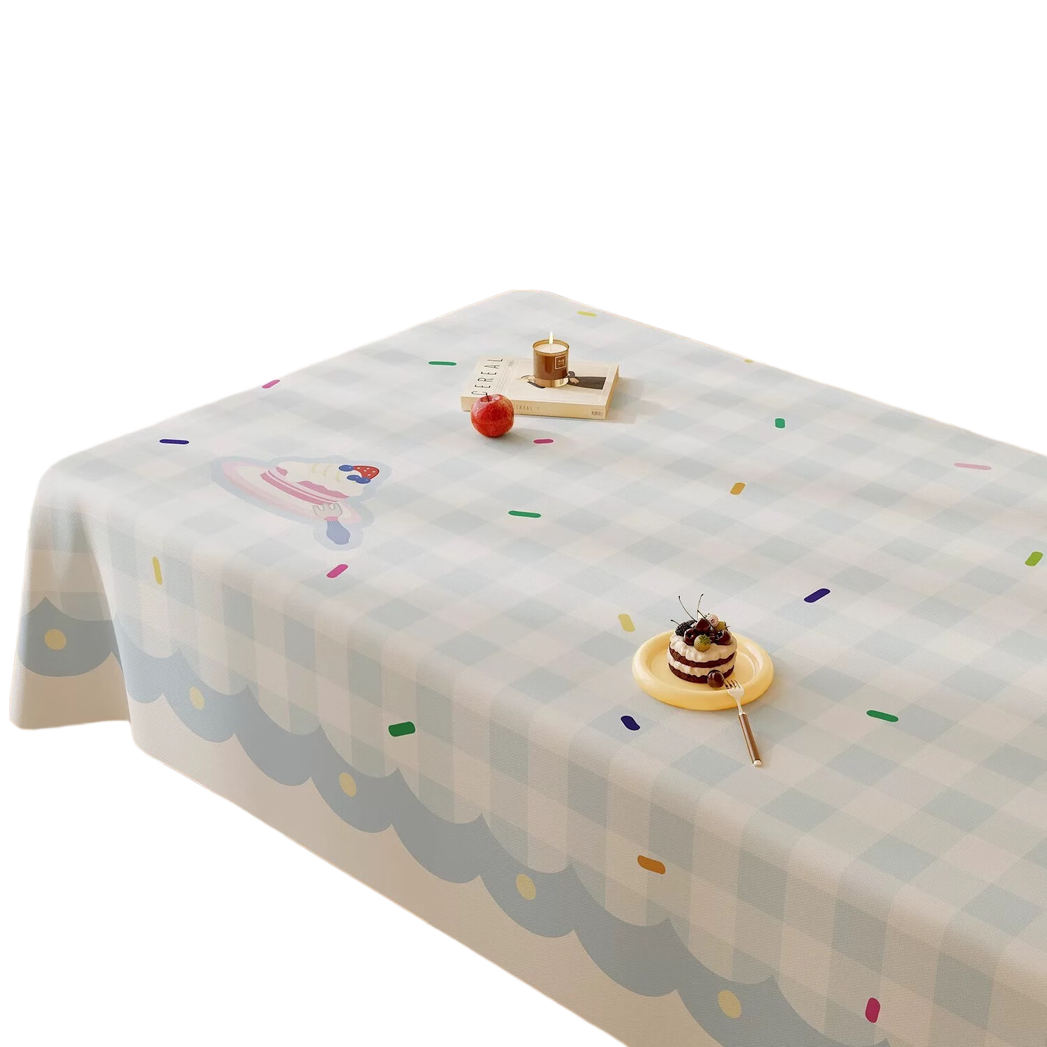 Jingxun Cartoon Cream Style Tablecloth, Waterproof And Oil-Proof, Washable Dining Tablecloth, Light Luxury Simple Atmosphere, Square Tablecloth 90*140