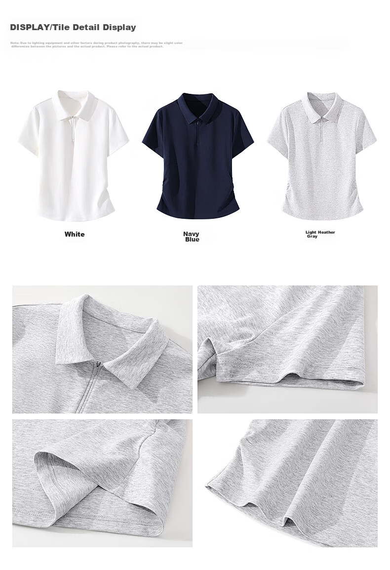 TonLion Women's Short Sleeve Polo T-Shirt Summer New Trendy Pleated Design Slim Fit Skin-Friendly Top 5