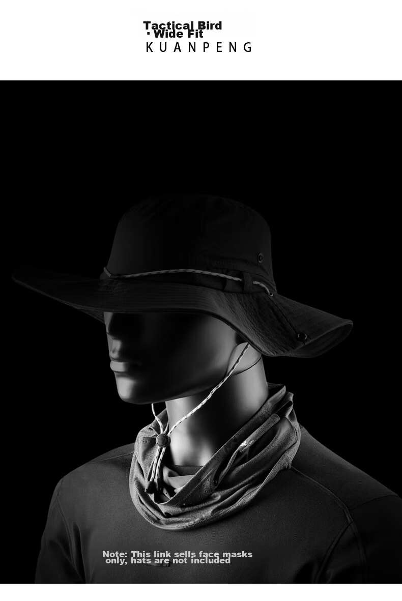 Tactical Bird Wide Brim | Loose Summer Ice Silk Sun Protection Face Mask Scarf Men's Large Size Fishing Face Cover Sunshade Neck Gaiter 20