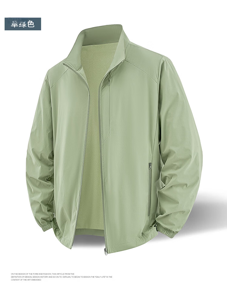 Hodo Men's Summer Ice Silk Sunscreen Jacket Breathable Thin Stand Collar Quick-Dry Outerwear 17