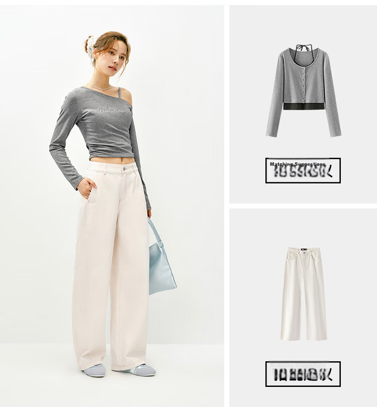 Semir Women's Jeans Spring Split White Loose Curved Knife Pants 2026 Relaxed Slim Floor-Length Pants 109126124001 8