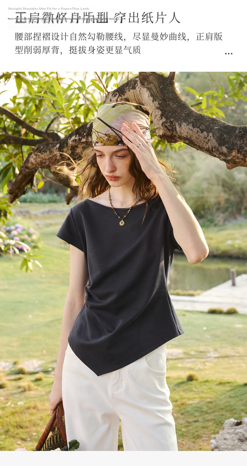 Olrain Women's Casual Short Sleeve T-Shirt Summer Off-Shoulder Waist Slim Fit Top Gray L 9