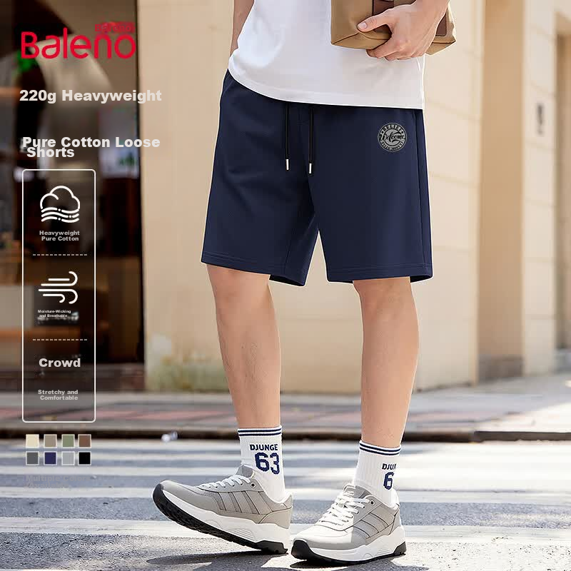 Baleno Men's Summer Cotton Breathable Casual Mid-Length Sports Loose Fit Plus Size Shorts