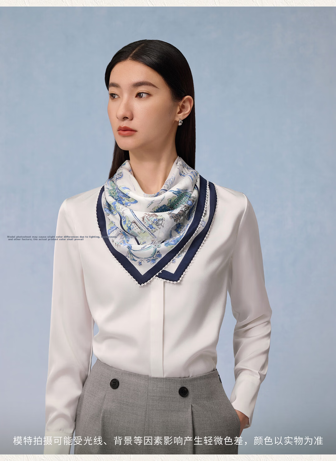 Shanghai Story 100% Mulberry Silk Women's Scarf Double Crepe Square Shawl Birthday Gift for Mom and Girlfriend 14