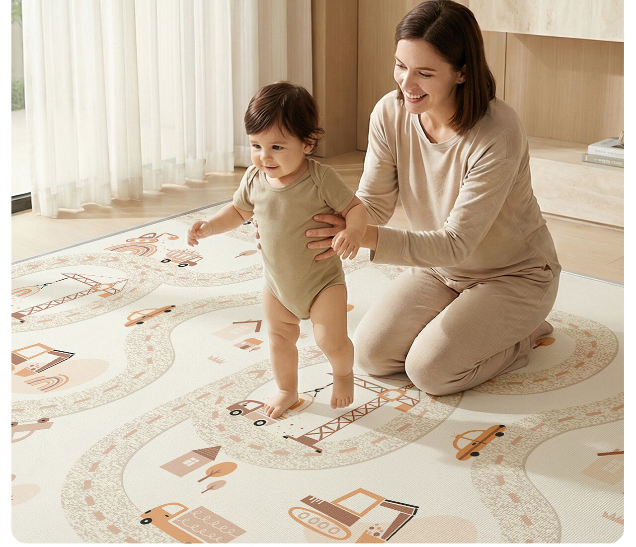 Manlong IXPE Non-Slip Mat, Baby Crawling Pad, Roll-Up Play Mat, Double-Sided Children's Floor Mat, 180*200*2cm 20