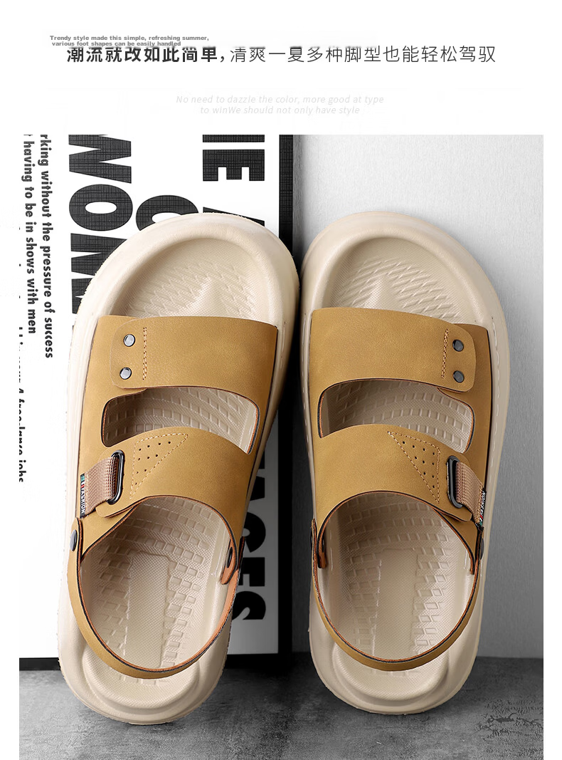 MEXICAN Spring Summer New Men's Sandals Beach Shoes Two-Way Slippers Breathable Dark Green Size 40 15