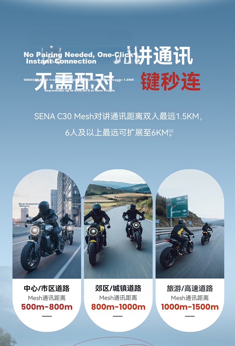 SENA C30 Motorcycle Helmet Bluetooth Headset Built-in HD Unit for Riding 23