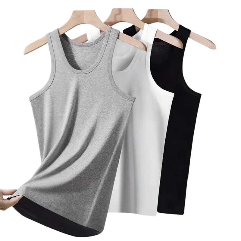 GUJIN 3-Pack 100% Cotton Men's High Elasticity Sports Sweat-Absorbing Breathable Loose Thin Vest