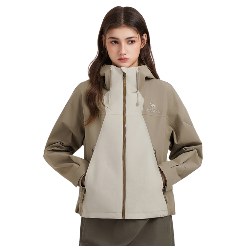 Camel Women's Outdoor Short Slim Fit Softshell Jacket 2026 Spring Windproof Waterproof Hard Shell Mountaineering Coat