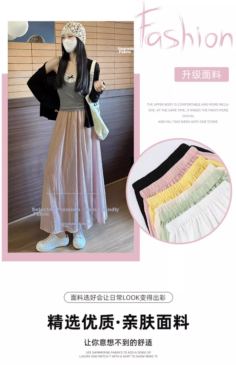Langsha Green High-Waist A-Line Flared Midi Skirt for Women Summer 2026 New Slim Fairy Tulle Skirt 3