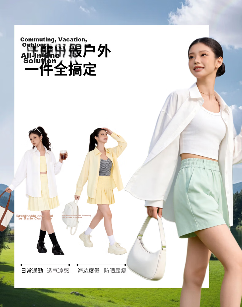 Xiangyi Lover's Banana Leaf Style Women's Sunscreen Jacket UV Protection Summer New Cool Wrinkle-Resistant Loose Thin Coat 4