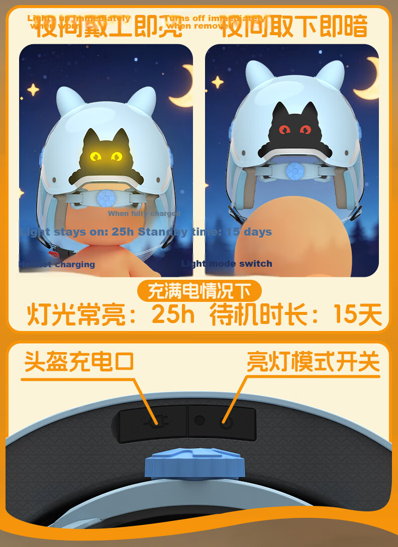 Yundianwei Kids Helmet 3C Certified New National Standard Electric Vehicle Cartoon Cute Tail Light Motorcycle Electric Bike Cute Baby Safety Helmet Boys Girls Half Helmet Four Seasons Garfield Pink Ca 9