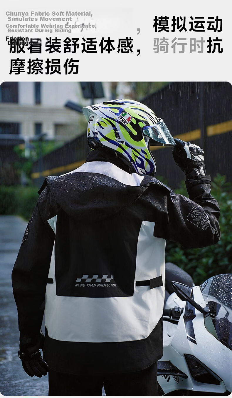 SCOYCO RC10-2 Motorcycle Riding Raincoat, Rider-Specific Two-Piece Rain Pants, Waterproof Electric Bike Rain Jacket Set for All Seasons 3